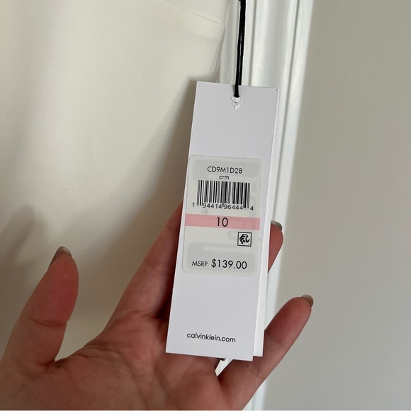 Calvin Klein Embellished Scuba Sheath Dress Cream Size 10 - Picture 6 of 8